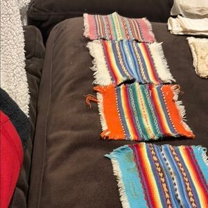 4 Colorful Woven Fabric Coasters